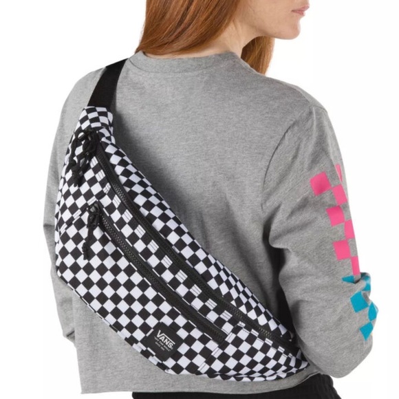 Vans  Ward Crossbody Black-White Checkerboard Large Fanny Pack Unisex - Picture 14 of 15